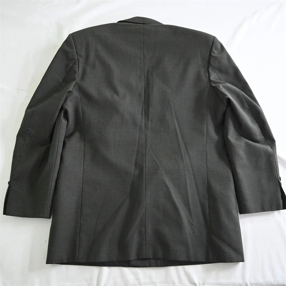 Vtg Bendetti‎ 44L Green Houndstooth Wool Double Breasted Sport Coat Jacket